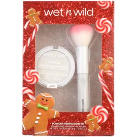 wet n wild Powder Perfection Kit, Make-Up Geschenkset mit Transparentem Gesichtspuder + Pinsel für ein mattes Finish