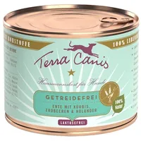 Terra Canis Getreidefrei 200g Dose Hundenassfutter x 200 Gramm Ente mit Kürbis, & Holunder