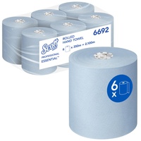 Scott Essential Rollenhandtücher 6692 – blaue Papiertücher – 6 x 350 m Papiertuchrollen (insges. 2.100 m)
