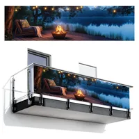 MuchoWow Balkon-Sichtschutz, Dunkelblau, Kunststoff, Rechteckig, 300x85 cm, Sonnen- & Sichtschutz, Sichtschutz Garten, Balkon Sichtschutze