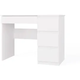 Topeshop Mijas Laptop Desk Rechts Matt Weiss 4 Schubladen - Weiß