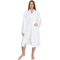 Tuva Home Weißer Bademantel Morgenmantel Frottee 100% Baumwolle 450g/m2 Unisex für Damen und Herren Dicker Hotel Bademantel Größen 3XL - 3XL