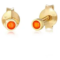 Elli Stecker Rund Opal Synthetisch Orange 925 Silber Ohrringe Damen