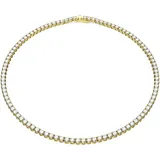 Swarovski Matrix Tennis Halskette, Rundschliff, Weiß, Goldlegierungsschicht