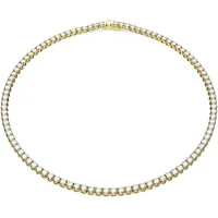 Swarovski Matrix Tennis Halskette, Rundschliff, Weiß, Goldlegierungsschicht