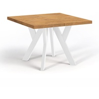 Quadratischer Ausziehbarer Tisch für Esszimmer, NERO, Loft-Stil, Skandinavisch, 90 / 190 cm, Farbe: Eiche Lancelot / Weiss