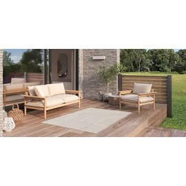 Primaflor Primaflor-Ideen in Textil Teppich Outdoorteppich RENEW - Stripes, Made in Belgium, rechteckig, Höhe: 4 mm, Flachgewebe, geometrisches Muster, In- und Outdoor geeignet beige|grau 120 cm x 170 cm x 4 mm