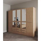 priess Kleiderschrank Schrank Garderobe Wäscheschrank Barcelona in 5 Breiten viel Stauraum, geräumige Schubkästen, mit Spiegel, MADE IN GERMANY beige 230 cm x 193 cm x 54 cm