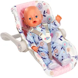 Zapf Puppenautositz Babyschale Blumen rosa