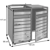 Mendler XL 2er/4er-Mülltonnenverkleidung HWC-J81, Mülltonnenbox, Metall 59kg anthrazit ~ gold