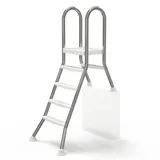 Poolleiter aus Edelstahl V2A - 1,20m Höhe mit rutschfesten Stufen - Schwimmbadleiter für teilversenkte Pools - Hochwertige Einstiegshilfe