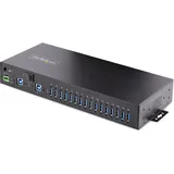 Startech StarTech.com 16-Port Industrial USB 3.0 Hub 5Gbps Metal DIN/Surface/Rack Mountable ESD Protection Terminal Block Stecker, 120W Ladeleistung, Robuster USB Verteiler, Dual-Host USB Switch (5G16AINDS-USB-A-HUB)