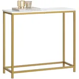 SoBuy FSB29-G Konsolentisch mit goldenem Metallrahmen Flurtisch Dekotisch Sideboard Beistelltisch Wohnzimmer Eingangsbereich bht ca: 80x75x30cm