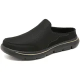 SMajong Weiche Pantoffeln Damen Herren Hausschuhe Atmungsaktive Clogs Leichte Slip On Mule rutschfest Gartenschuhe Pantoletten für Indoor Outdoor Ganz schwarz Gr.47 - 47 EU