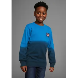 Strickpullover DELMAO "für Jungen", Jungen, Gr. 152/158, blau (marine), Strick, Obermaterial: 100% Baumwolle, mehrfarbig, modisch, Basic, Rundhals, Langarm Bündchen, Pullover, in tollem Farbverlauf