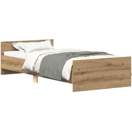 vidaXL Bett, Bettrahmen mit Kopfteil Artisan-Eiche Holzwerkstoff