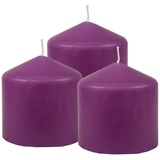 HS CANDLE Stumpenkerzen Wachskerzen Ø8cm x 8cm 3er Pack) Violett - Lange Brenndauer, Hergestellt in EU, Kerzen Blockkerzen - Wachs Stumpen