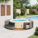 Hochwertigen Möbel Poolzubehör - Grau Whirlpool-Umrandung Grau Poly Rattan und Massivholz Akazie NEU3701024