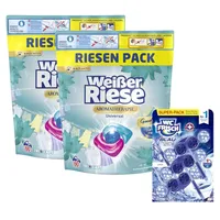 Weißer Riese Universal Trio-Caps A-Th. Lotus & Mandelöl, 1x 120 WL & WC FRISCH Kraft-Aktiv Blauspüler Chlor, 1x 150 g