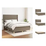 vidaXL Boxspringbett mit Matratze Taupe 140x200 cm Stoff