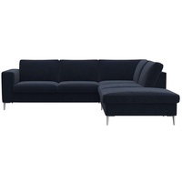 FLEXLUX Ecksofa »Fiore, L-Form«, breite Armlehnen, Füße alufarben, B/T 241/225 cm, Kaltschaum im Sitz blau