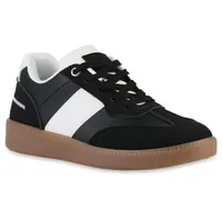 Stiefelparadies Damen Sneaker Low in Schwarz