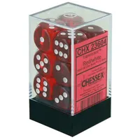 Asmodee Chessex Dice: CHX23604 D6 16mm Translucent Red/White (12)