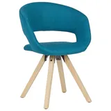 KADIMA DESIGN Esszimmerstuhl Petrol Stoff, Massivholz Retro, Küchenstuhl mit Lehne, | Gr.: onesize