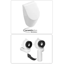 VILLEROY & BOCH SUBWAY Urinal mit CeramicPlus Beschichtung + SoftClose Deckel, mit Ablaufgarnitur