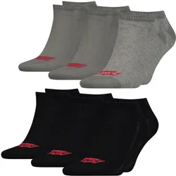 Levis Unisex Sneaker Sportsocken Low Cut Batwing Logo 6er 9er 12er Multipack in 43-46 Schwarz