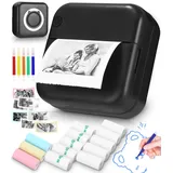 Zounin Mini-Drucker,Neuer Drucker,Taschendrucker, Mini Fotodrucker für Smartphone, Tragbarer Thermodrucker Bluetooth Fotodrucker Aufkleber Drucker Mini Etikettendrucker für Lernen, Studiennotizen