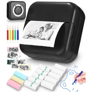 Zounin Mini-Drucker,Neuer Drucker,Taschendrucker, Mini Fotodrucker für Smartphone, Tragbarer Thermodrucker Bluetooth Fotodrucker Aufkleber Drucker Mini Etikettendrucker für Lernen, Studiennotizen