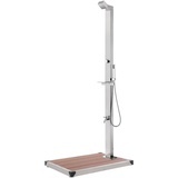 vidaXL Gartendusche mit Bodenplatte 225 cm silber/braun 3070777