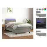 vidaXL Boxspringbett mit Matratze & LED Hellgrau 90x200 cm Samt