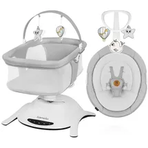 lionelo - Babywippe mit Melodie 2-in-1 BELLA Grey Concrete + Fernbedienung - Weiß/Grau