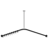 Hewi System 900 Vorhangstange 900.34.10160DC 887 x 887 mm, 18 Vorhangringe, Edelstahl pulverbeschichtet schwarz tiefmatt