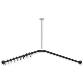 Hewi System 900 Vorhangstange 900.34.10160DC 887 x 887 mm, 18 Vorhangringe, Edelstahl pulverbeschichtet schwarz tiefmatt