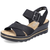 Rieker Damen Klassische Sandalen 67463, Frauen Sandalen,Sommerschuhe,Freizeitschuhe,offene Schuhe,Strandschuhe,schwarz (00),38 EU / 5 UK - 38 EU