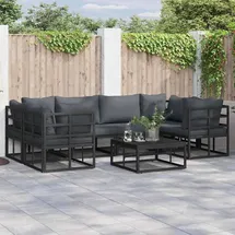 vidaXL Garten-Sofa-Set 6-tlg. schwarz