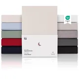 Blumtal® Premium Spannbettlaken 180x200 Matratze Jersey 2er Set - Oeko-TEX zertifiziertes Bettlaken aus Baumwolle - Leintuch 180x200 Elfenbein