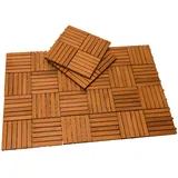 CASARIA Holzfliesen FSC®-zertifiziertes Akazienholz 1m2 Fliese Akazie Quattro Mosaik 11er-Set 30x30cm