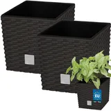 KOTARBAU® 2er Set Blumentöpfe 4 L Höhe: 17 cm Umbra Pflanzentopf aus Kunststoff Übertopf mit Innentopf Blumentopf Set wie Rattan Pflanzentopf Innen Außen