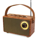 COLSUR Klassischem Retro Bluetooth Lautsprecher,Outdoor Holz Tragbarer Lautsprecher mit Nostalgie Vintage FM Radio,Wiederaufladbarer Kabelloser Lautsprecher mit Küchenradio,beigefügt TF-Karte/AUX/USB