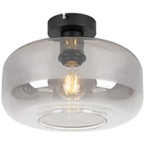 QAZQA Art Deco Deckenlampe schwarz mit Rauchglas - Bizle