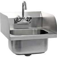XPOtool Edelstahl Gastro Waschbecken mit quadratischem Innenbecken, 3-seitigem Spritzschutz