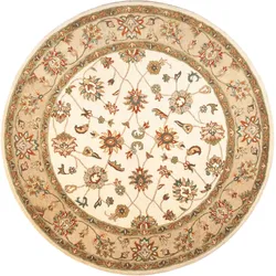 Wollteppich THEKO "Royal Ziegler 503", beige, H:14mm Ø:100cm, Schurwolle, Teppiche, reine Wolle, handgetuftet, Orient-Optik