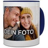 PhotoFancy® - Tasse mit Foto Bedrucken Lassen - Fototasse Personalisieren – Kaffeebecher zum selbst gestalten, 325 ml, (Blau)