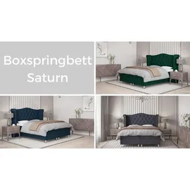 4mybaby GmbH Boxspringbett Saturn Bonellfederkern inkl. 7-Zonen Topper T-30 - Boxspringbett mit Bettkasten, mit Lieferung - Blau