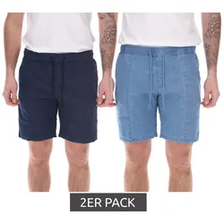 2er Pack Herren Jeans-Shorts Denim-Hosen Baumwoll-Hose kurze Hose Sommer-Hose 914694 Hellblau/Dunkelblau - W42
