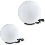 H4L Kugelleuchten 2er Set Ø 25-30cm weiß E27 inkl. 3m Anschlußkabel Kugellampe Terrassenleuchte - Weiß